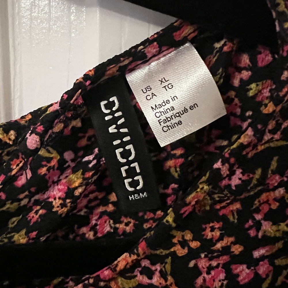 H&M Black Midi Dress with Pink Floral Print - Picture 2 of 4